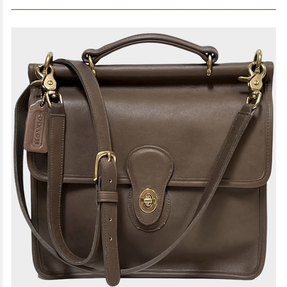 Coach Vintage Willis Taupe #9927 90’s Brown Leather Crossbody/Handbag Hardware
